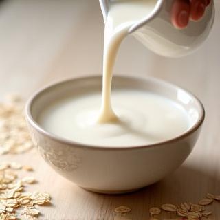 Tazón de leche de avena artesanal cremosa