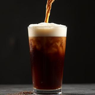 Nitro Cold Brew servido en vaso tipo pinta con espuma
